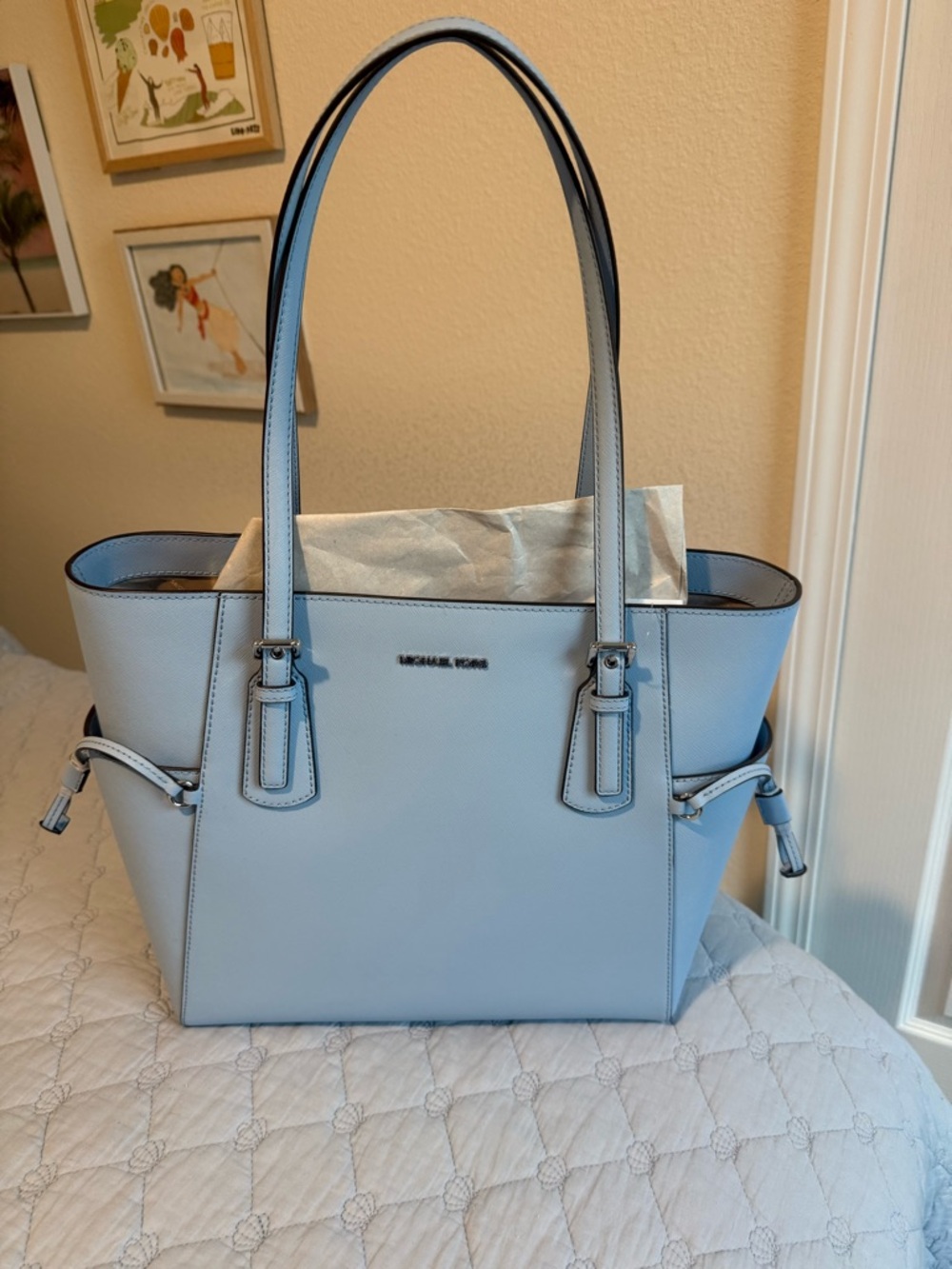 Michael Kors Powder Blue Saffiano Leather Tote